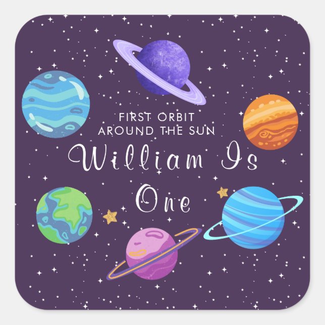 First Orbit Around the Sun Space Birthday Sticker  (Vorderseite)