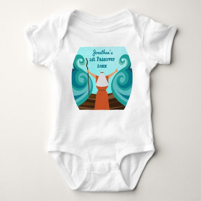 First Passover Custom Baby Name Year Niedlich Mose Strampler (Vorderseite)