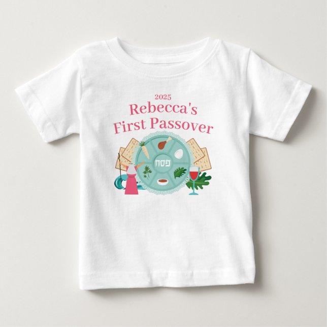 First Passover Custom Girl Name Year Baby T - Shir T-shirt (Vorderseite)