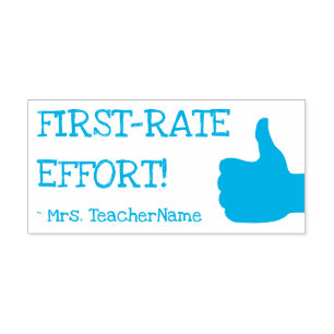 "FIRST-RATE-ANSTRENG!" + Name des Autors Permastempel