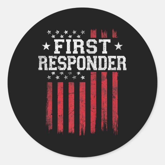 First Responder American Flag Usa Patriot Patrioti Runder Aufkleber (Vorderseite)