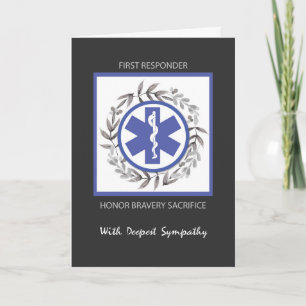 First Responder Beileid Black Wreath Karte