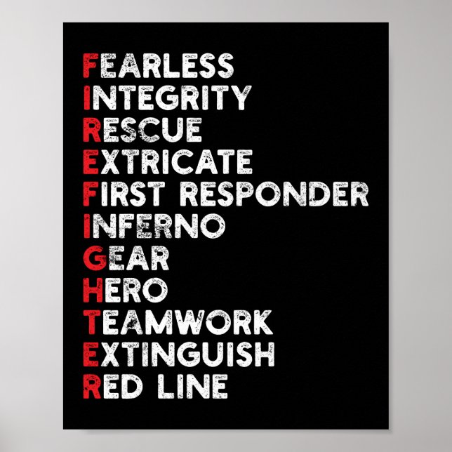 First Responder Firefighter Thin Red Line Poster (Vorne)