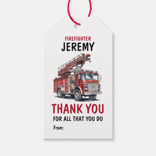 First Responder Firefighter Vielen Dank für Ihre A Geschenkanhänger (Vorderseite)