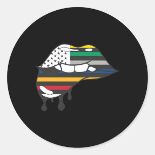 First Responder Flag Dripg Lip Bite Patriotic Us Runder Aufkleber