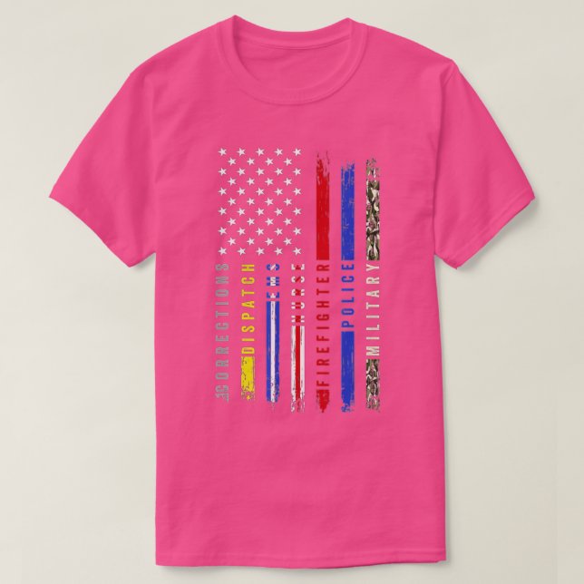 First Responder Hero Flag Nurse EMS Police Fire T-Shirt (Design vorne)