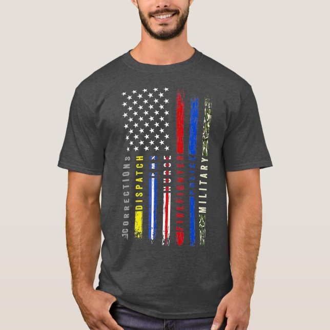 First Responder Hero Flag Nurse EMS Police Fire T-Shirt (Vorderseite)