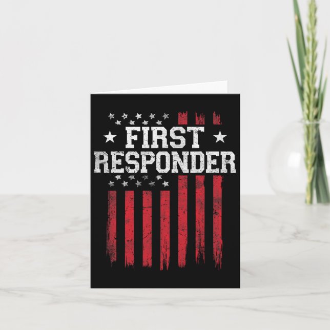 First Responder Proud American Flag Usa Patriot Pa Karte (Vorderseite)