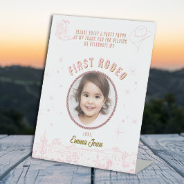 First Rode Pink Western Cowgirl Party Favor Sockelschild