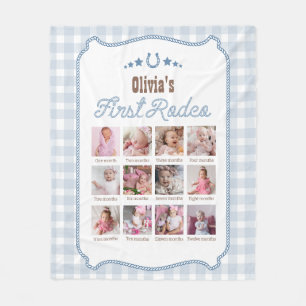 First Rodeo 1. Geburtstag Blaues Western-Fotoschil Fleecedecke