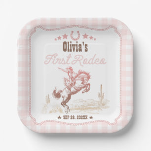 First Rodeo 1. Geburtstag Pink Western Pappteller