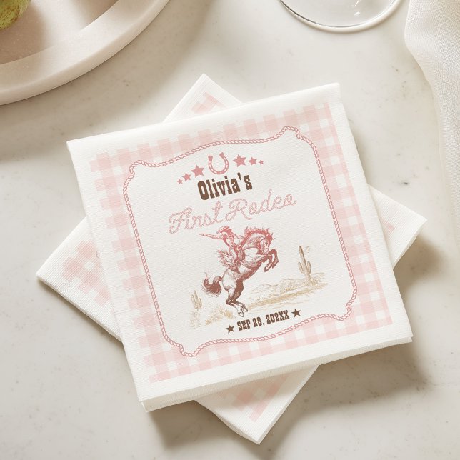 First Rodeo 1. Geburtstag Pink Western Serviette (Von Creator hochgeladen)