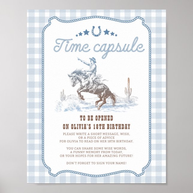 First Rodeo 1. Geburtstag Western Zeitkapsel Schil Poster (Vorne)