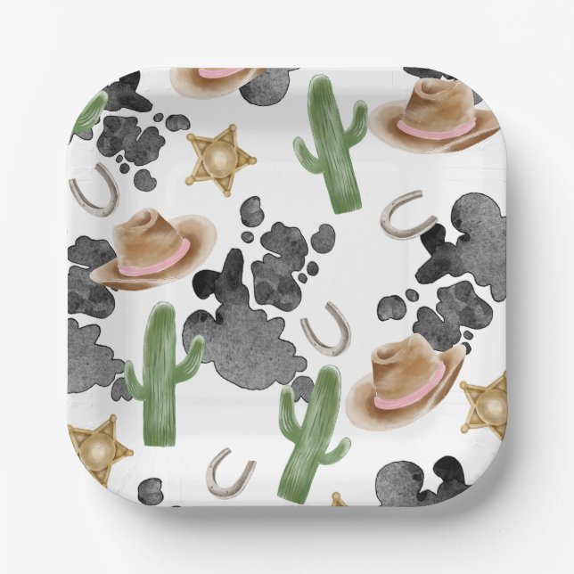 First Rodeo 1st Birthday Baby Cow Paper Plates Pappteller (Vorderseite)