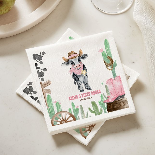 First Rodeo 1st Birthday Baby Cow Serviette (Von Creator hochgeladen)