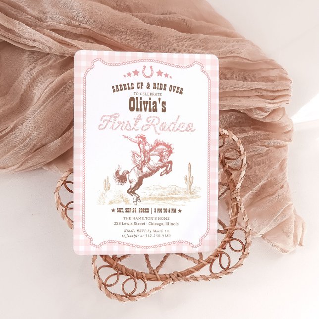 First Rodeo 1st Birthday Girl Western Cowgirl  Einladung (Von Creator hochgeladen)
