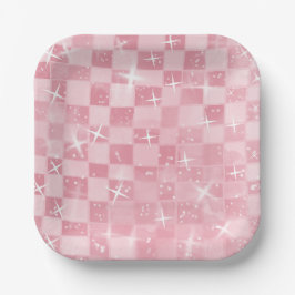 First Rodeo 1st Birthday Pink Boho Disco Pattern Pappteller