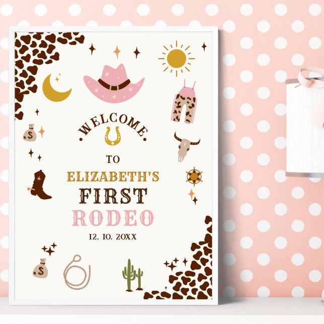 First Rodeo Birthday Girl, Fun Cowgirl Birthday Poster (Von Creator hochgeladen)