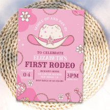 First Rodeo Birthday Girl Pink and white