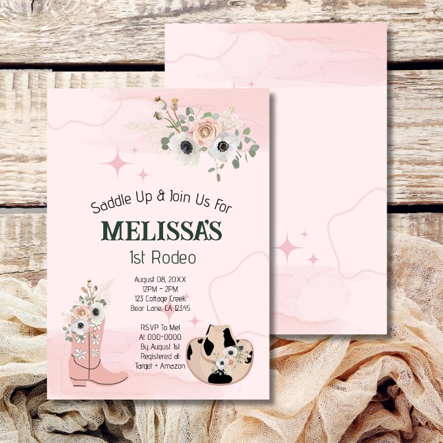 First Rodeo Birthday Girl Rustic Cowgirl Thema Einladung (Von Creator hochgeladen)