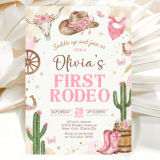 First Rodeo Birthday Invitation Girl Einladung