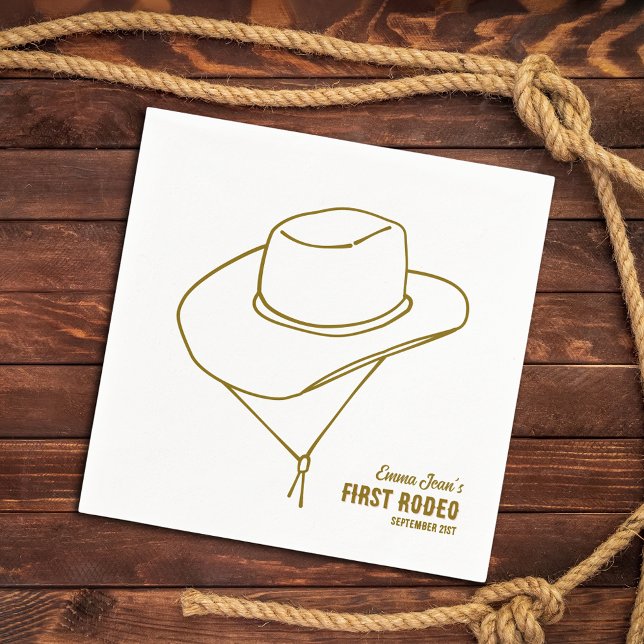 First Rodeo Brown Cowboy Hat Simple 1st Birthday Serviette (First Rodeo Brown Cowboy Hat Simple 1st Birthday Napkins)