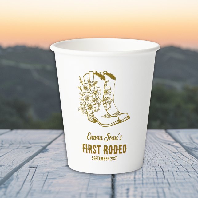 First Rodeo Brown Floral Cowboy Boots 1st Birthday Pappbecher (First Rodeo Brown Floral Cowboy Boots 1st Birthday Paper Cups)