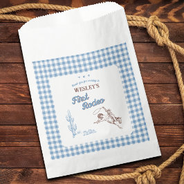First Rodeo Cowboy Blue Plaid 1st Birthday Party Geschenktütchen