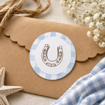 First Rodeo Cowboy Geburtstag Blau Gingham Vornehm