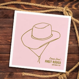 First Rodeo Cowboy Hat Pink 1st Birthday Serviette