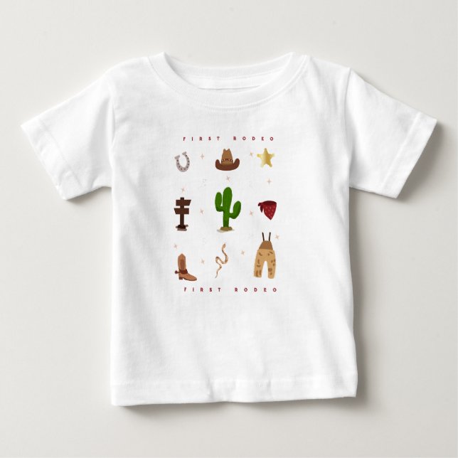 First Rodeo Cowboy Kindergeburtstag Baby T-shirt (Vorderseite)