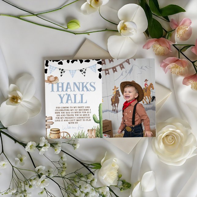 First Rodeo Cowboy Thank You Card Photo Einladung (Von Creator hochgeladen)
