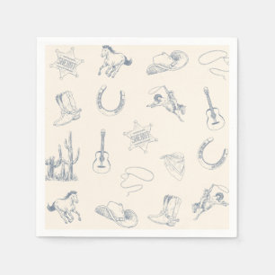 First Rodeo Cowboy Western Birthday Blue Neutral Serviette
