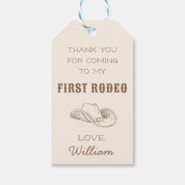First Rodeo Cowboy Western Birthday Thank You Tag Geschenkanhänger