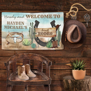 First Rodeo Cowboy Western Boy 1. Geburtstag Party Banner