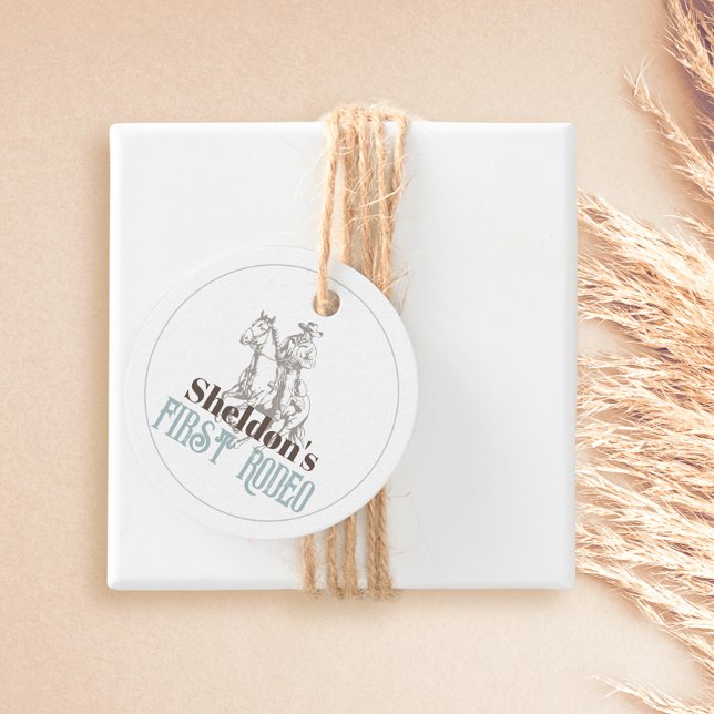 First Rodeo Cowboy Western Boy 1st Birthday Geschenkanhänger (Von Creator hochgeladen)