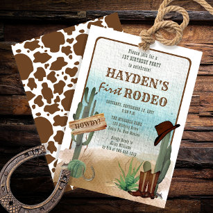 First Rodeo Cowboy Western Boy 1st Birthday Party Einladung