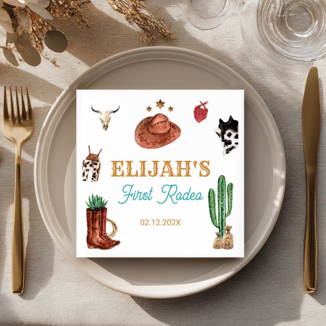 First Rodeo Cowboy Wild West Birthday Serviette (Von Creator hochgeladen)