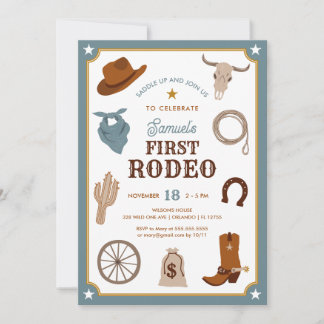 First Rodeo Cowboy Wild West Boy Erster Geburtstag Einladung