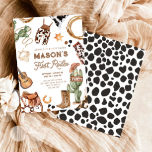 First Rodeo Cowboy Wild West Western Boy Birthday Einladung