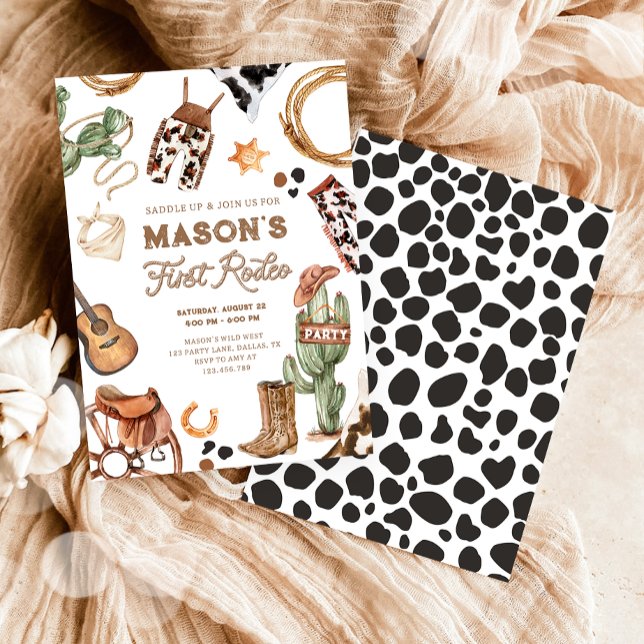First Rodeo Cowboy Wild West Western Boy Birthday Einladung (Von Creator hochgeladen)