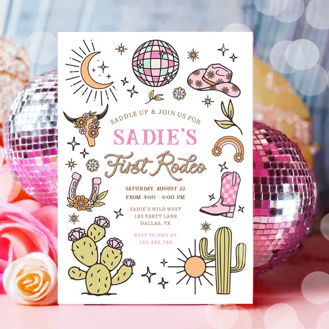 First Rodeo Cowboy Wild West Western Girl Birthday Einladung (Von Creator hochgeladen)