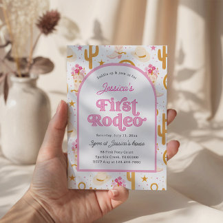 First Rodeo Cowgirl Pink 1st Birthday Party Einladung