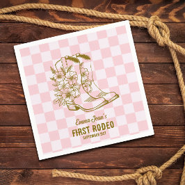 First Rodeo Floral Cowboy Boots 1st Birthday Serviette