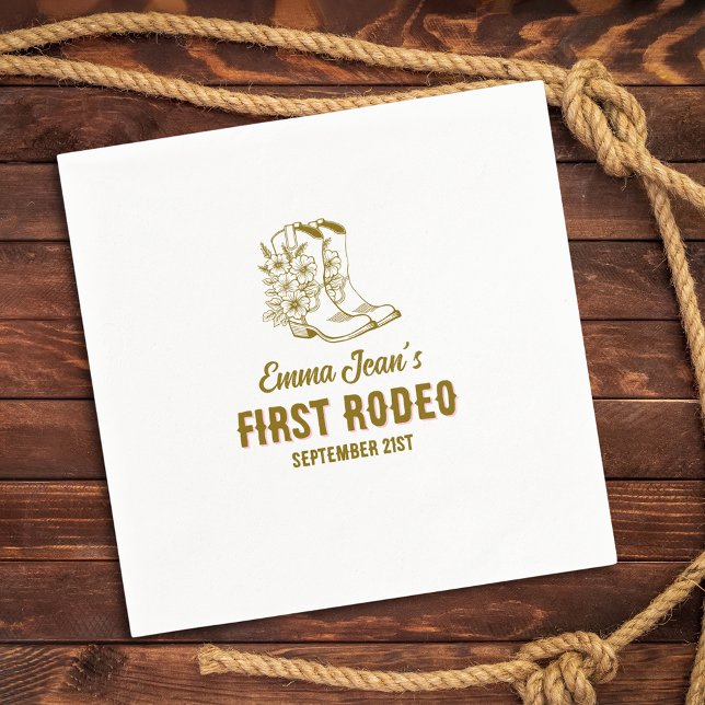 First Rodeo Floral Cowboy Boots 1st Birthday Serviette (First Rodeo Floral Cowboy Boots 1st Birthday Napkins)