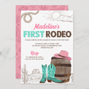 First Rodeo Girls Western Erstgeburt Einladung
