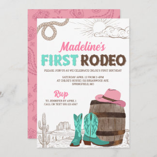 First Rodeo Girls Western Erstgeburt Einladung