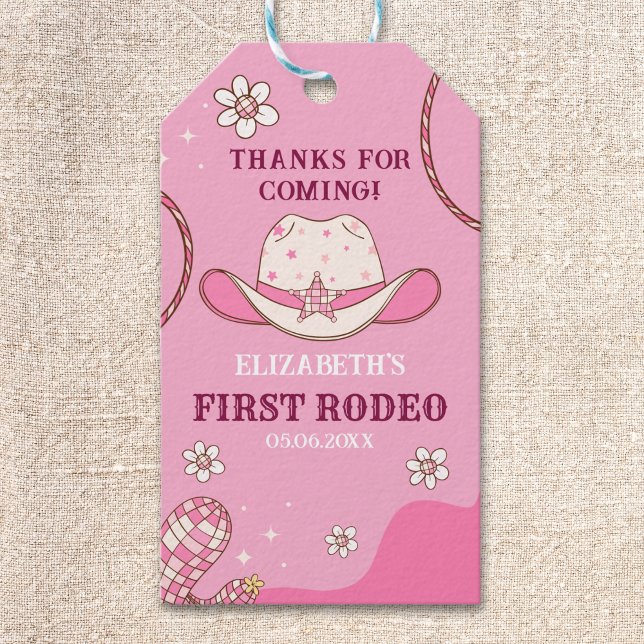 First Rodeo Party Girl in Pink and White Geschenkanhänger (Von Creator hochgeladen)