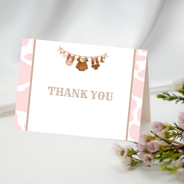 First Rodeo Pink Cowgirl Western Birthday Dankeskarte (Cowgirl Birthday Thank you Card)