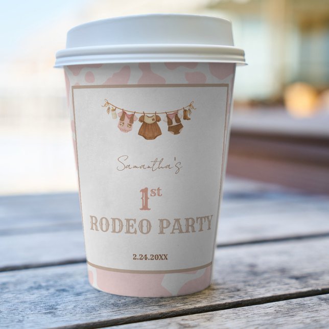 First Rodeo Pink Cowgirl Western Birthday Pappbecher (First Rodeo Birthday Party Paper Cup)